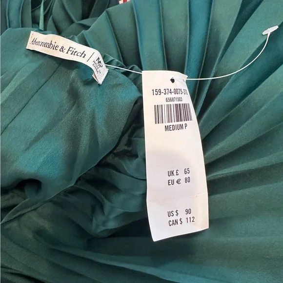 Abercrombie & Fitch Green Giselle Pleated Trapeze Halter Mini Dress Size MP - Picture 12 of 13